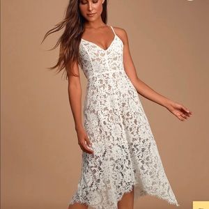 Lulus White Lace Midi Dress - Size S